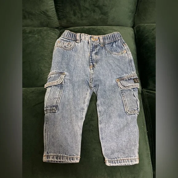 Zara Kids Baby Cargo Jeans Pants 12-18 - Picture 1 of 4